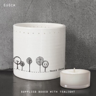 East of India Porzellan Teelichthalter, Happy Days, Geschenkidee