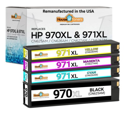 4PK Fits HP 970XL Black 971XL Set for HP 970 971 OfficeJet X476dw X576dw