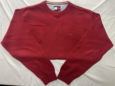 Vintage 90  s Tommy Hilfiger Knit Sweater Mens XL Red Pullover Hong Kong