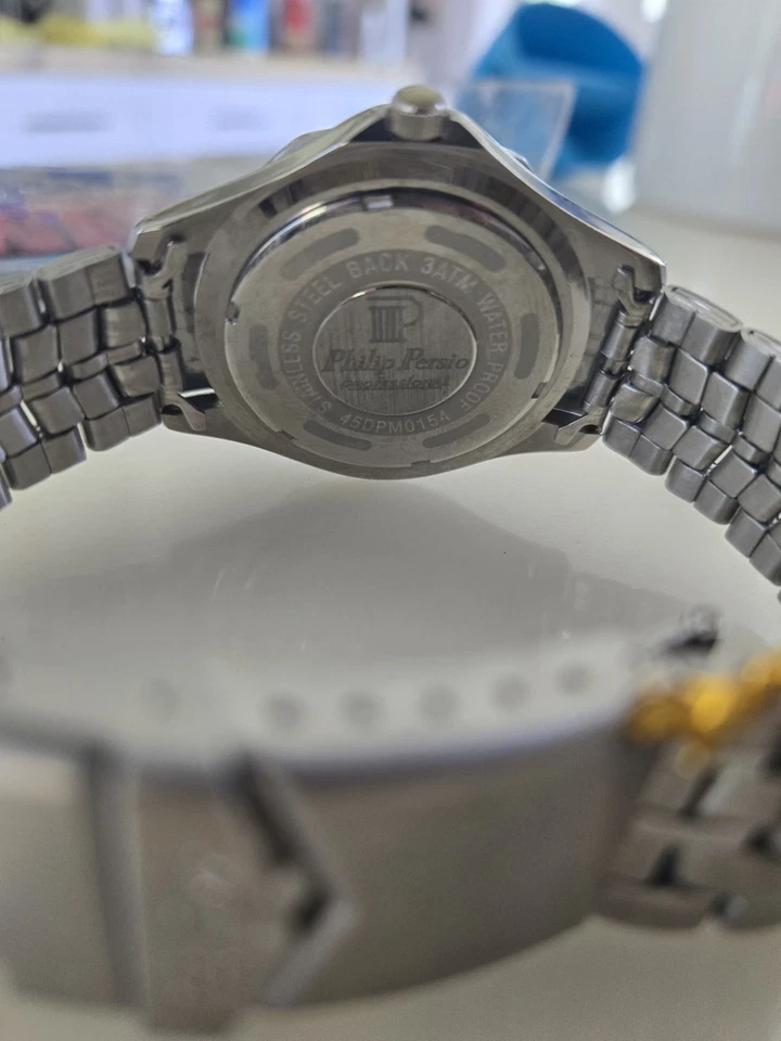 Nuevo de Lote Antiguo Philip Persio Iluminador Reloj Hombre Acero Inoxidable Buzo Rojo Negro Foto 2 de 4