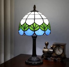 Vintage Tiffany Style Lotus Leaf Stained Glass Lamp Bedside Lamp Decor Light