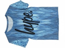 Hype Men's T-Shirt Large Blue Swirly Pattern Logo Short Sleeve