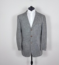 Ermenegildo Zegna Soft Men  s Grey Textured Silk Blazer Jacket 3-Buttons US44R