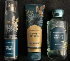 NEW! Lot Of 3 - Bath & Body Works MOONLIT MARTINI Mist, Cream, Shower Gel