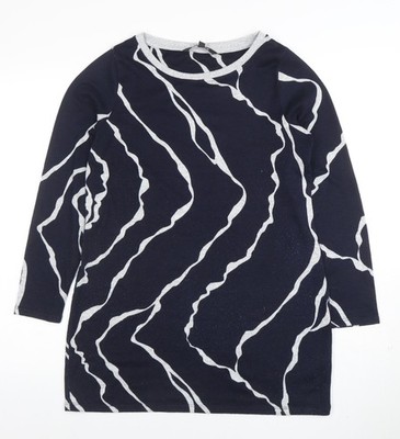 Bonmarche Damen blau geometrisches Langarm Pullover Pulli Größe 10
