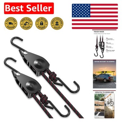 Heavy-Duty Ratchet Tie Down Straps - 1/4'' Adjustable Rope Hangers [12FT, 2 Pack]