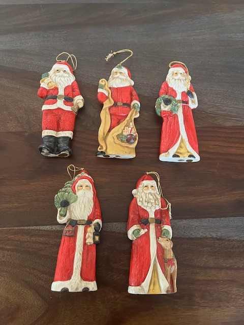 Porcelain Santa Ornaments (5)