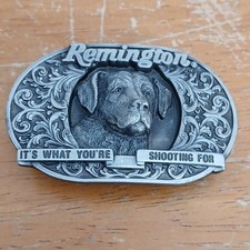 Remington Dog Motif Western Americana Belt Buckle Collectible Made in USA