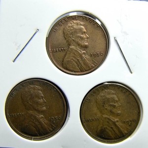 1950-P 1950-D 1950-S  Lincoln Wheat Copper Penny Cent - 3 Coin Set [USP-323]