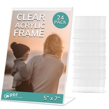 24 Pack 5x7 Inch Clear Acrylic Sign Holder Vertical Stand Up Slanted Display