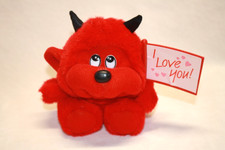 Dan Dee Devil Plush Red Polyester Vintage 1987 5in. Horns I Love You Valentines 