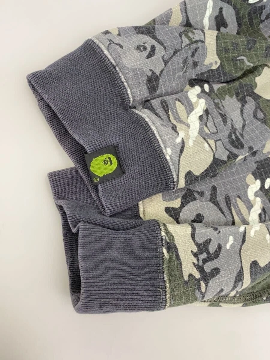 A BATHING APE (BAPE) Felpa con cappuccio e zip BAPE A Bathing Ape M grigia cotone mimetico #ED AZA