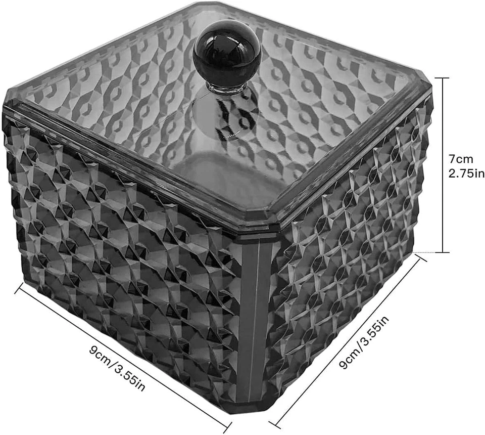 Contenitore in Acrilico per Dischetti Di Ovatta E Cosmetici, Con Coperchio, Riut - Immagine 2 di 4