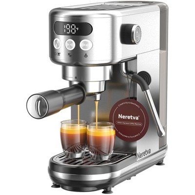 Siebträgermaschine 20 Bar Edelstahl Kaffeevollautomat mit Milchaufschäumer