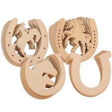 24 pz fette di legno fette di ferro di cavallo di legno chip di legno fai da te