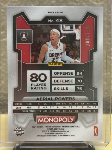 2024 Panini Prizm Monopoly WNBA Aerial Powers #48 Silver 106/199 - Picture 2 of 2
