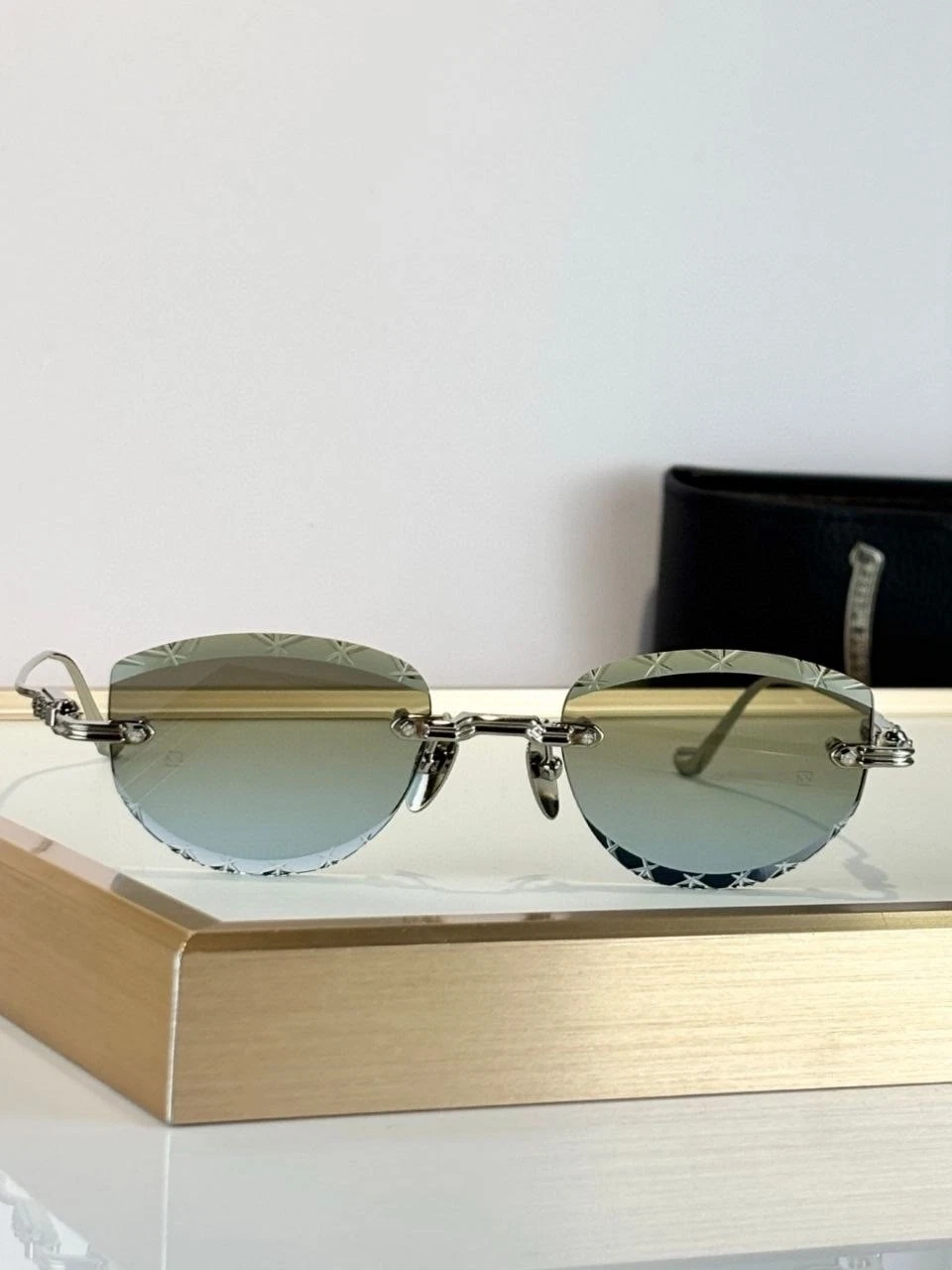 Chrome Hearts SOFFRS III Rimless Sunglasses Blue Gradient Starburst Lens 54□21-1