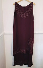 Canvas Womens Dress Purple Size UK 14 Embroidered Maxi Whimsy Fairy Lagenlook