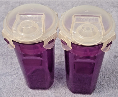 KÜCHE : Lock & Lock = 2 lila Schüttel-Trinkbecher 690 ml (TW)