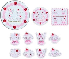 LAST Sanrio Character Flake Sticker 30 w/ Outer Can Case Hello Kitty Kids JAPAN