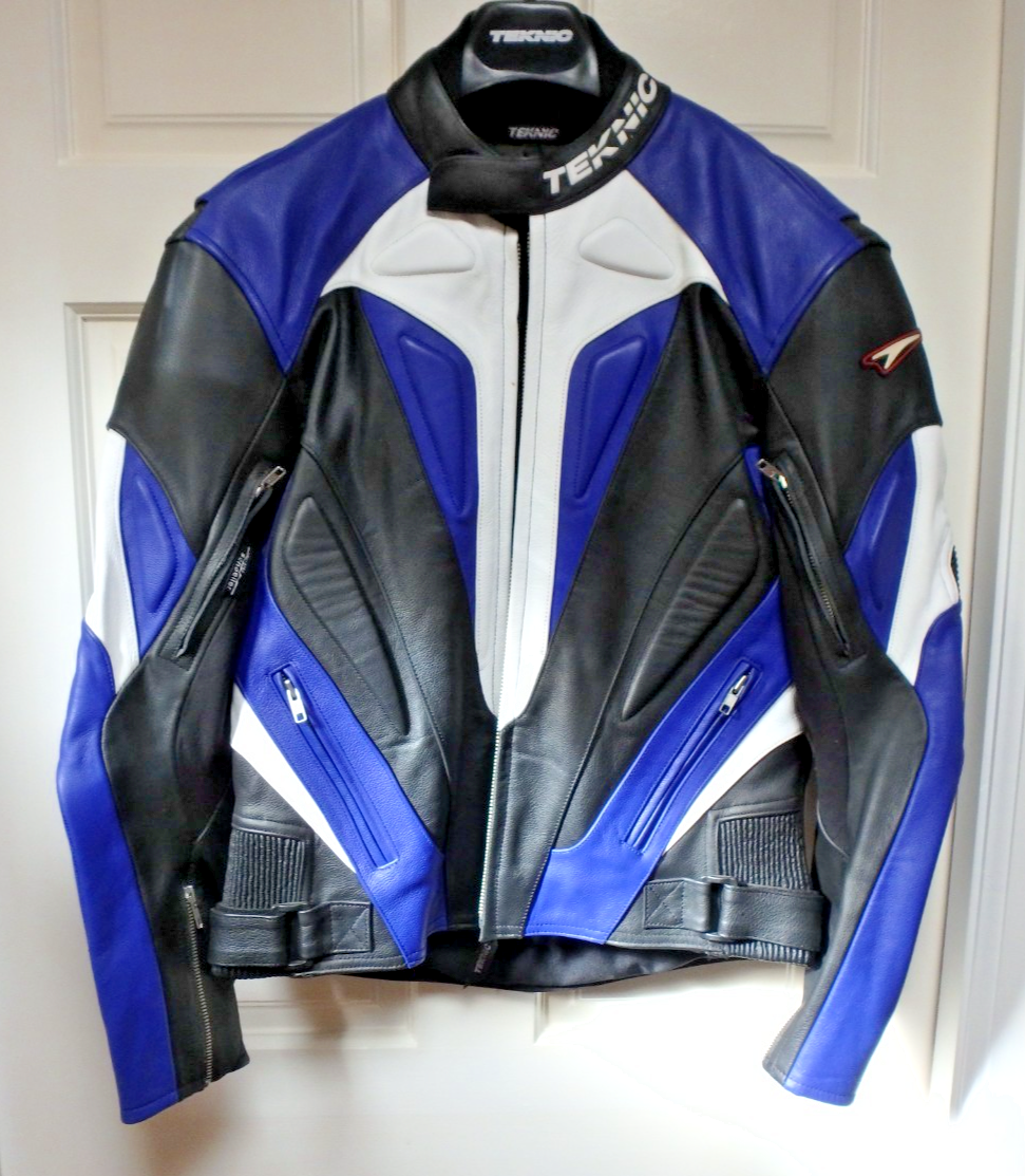Teknic Motorcycle Leather Racing Jacket Men's Adult 40 50 Blue