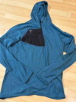 NW ALPINE Black Spider POLARTEC Hoodie Teal Blue Men s Large Made USA Flaw