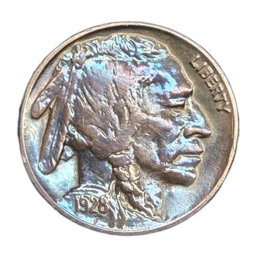 1928 Buffalo Nickel High Grade Choice Gem BU Toned  FULL  Horn Cartwheel UNC.