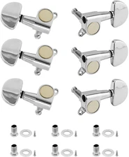 6-Pack Guitar Tuning Pegs 3L+3R Machine Heads Zinc Alloy Tuners +Hardware Chrome