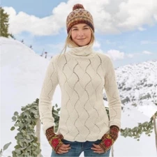 Sundance Champlin Cream Turtleneck Sweater Size Medium