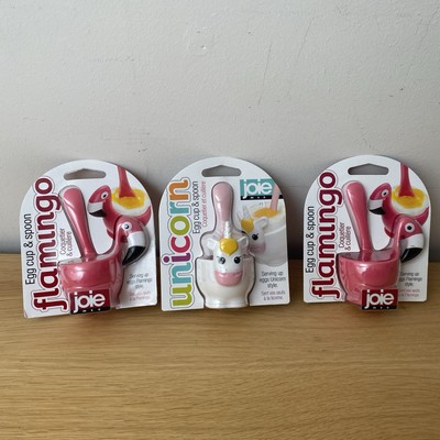 Joie Eierbecher & Löffel Konvolut 2 x Flamingo & 1 x Einhorn *NEU*