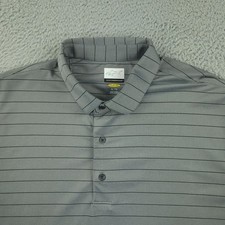 Greg Norman Polo Shirt Mens XL Gray Stripe PlayDry Golf Performance Stretch