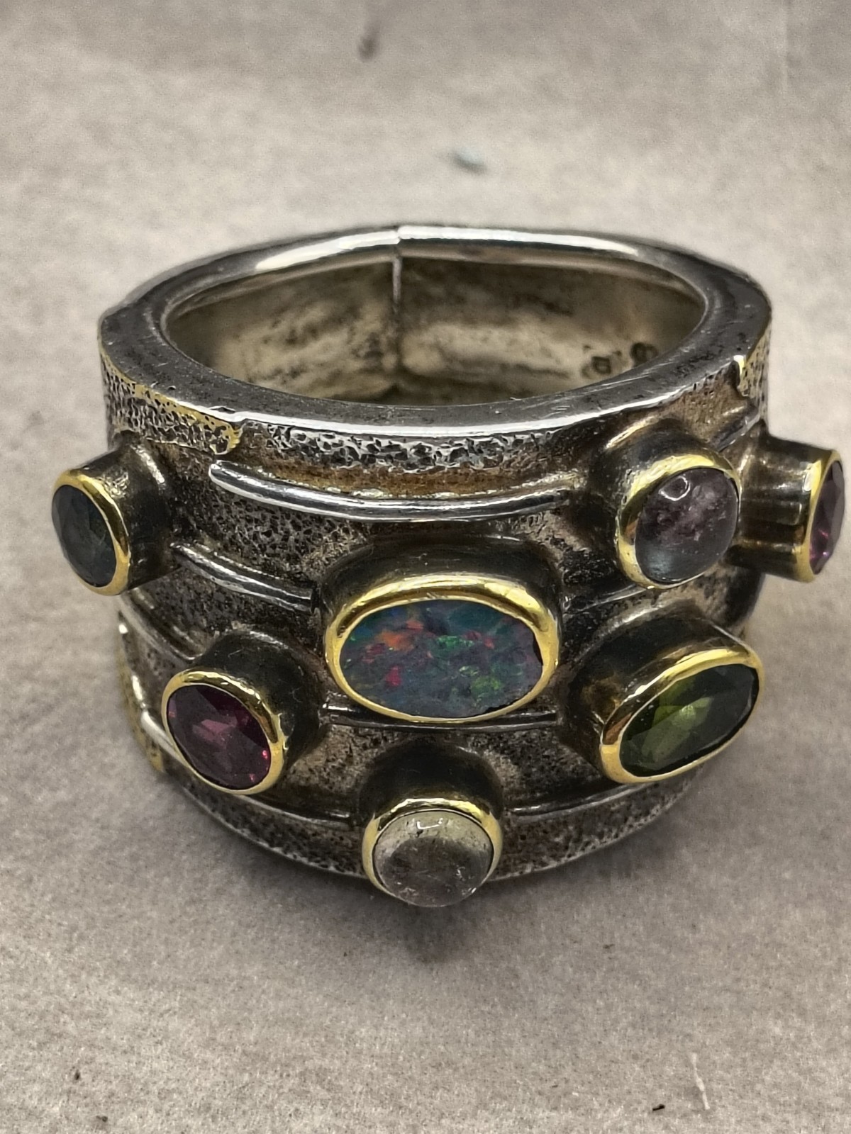 Statement Ring 925 Sterling Silver, Gold Overlay … - image 3