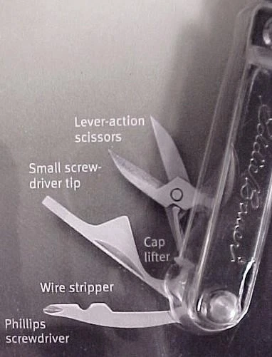 Eddie Bauer 12 Function Pocket Tool Knife Screwdrivers Scissors Case w Carabiner - Image 3 of 4