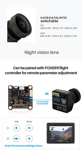 FOXEER CAT 4 FPV Camera Mini Camera 1/3 CMOS 4:3/16:9 WDR 1200TVL RC FPV Drone - Picture 4 of 16