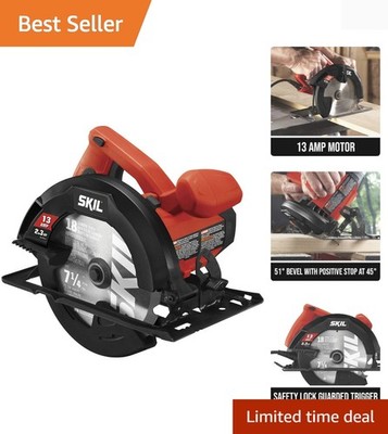 High-Performance 7-1/4'' Circular Saw - 13 Amp Motor & 51° Bevel Capacity