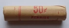 OBW 1958 Lincoln Wheat Cent BU Roll, Original Bank Wrapped 1C Penny