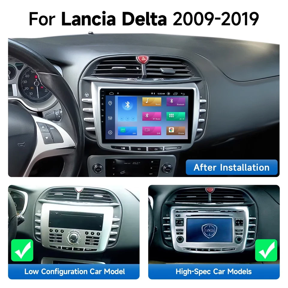Autoradio navigatore per Lancia Delta Carplay wi-fi GPS 9"" USB Bluetooth - Immagine 2 di 4