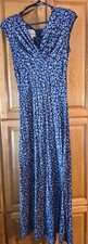 Vintage Fashion Bug Blue & White Dress Sleeveless Midi Size 6 A-Line with Flare