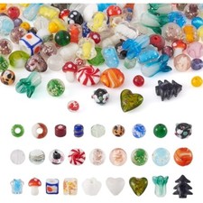 200 pcs mixed shapes  colors lampwork glass beads loose beads fit mos