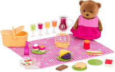 20 Pieces Picnic Playset with Baby Bear, Toy Picnic Basket Blanket, Play Foo
