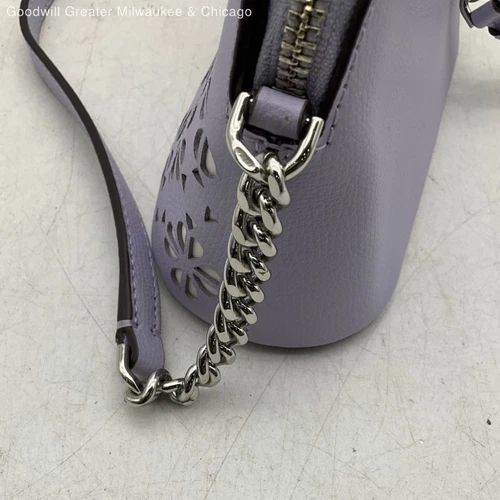 Kate Spade New York Womens Crossbody Purse Cutout Chain Strap Lavender White - Picture 6 of 9