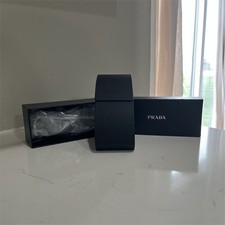 PRADA Black Rectangular Sunglasses with Case  Authenticity Card