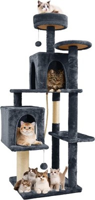 58.5inch Large Cat Tree Tower Condo for Indoor Cats, Soft Plush Multi-Level