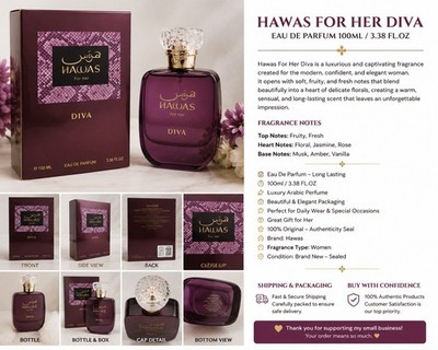 Hawas For Her Diva Eau De Parfum 100ml Luxury Arabic Perfume Original