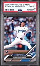 TOPPS NOW LOS ANGELES DODGERS WORLD SERIES CHAMPIONS YOSHINOBU YAMAMOTO PSA 10