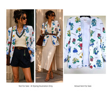 Vintage Flower Novelty Print Blazer Jacket Women M Preppy Maximalist Cottagecore