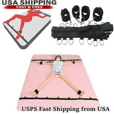 Soft Bondage Bed Restraint with Handcuffs Ankle Cuffs Strap BDSM Game Mask