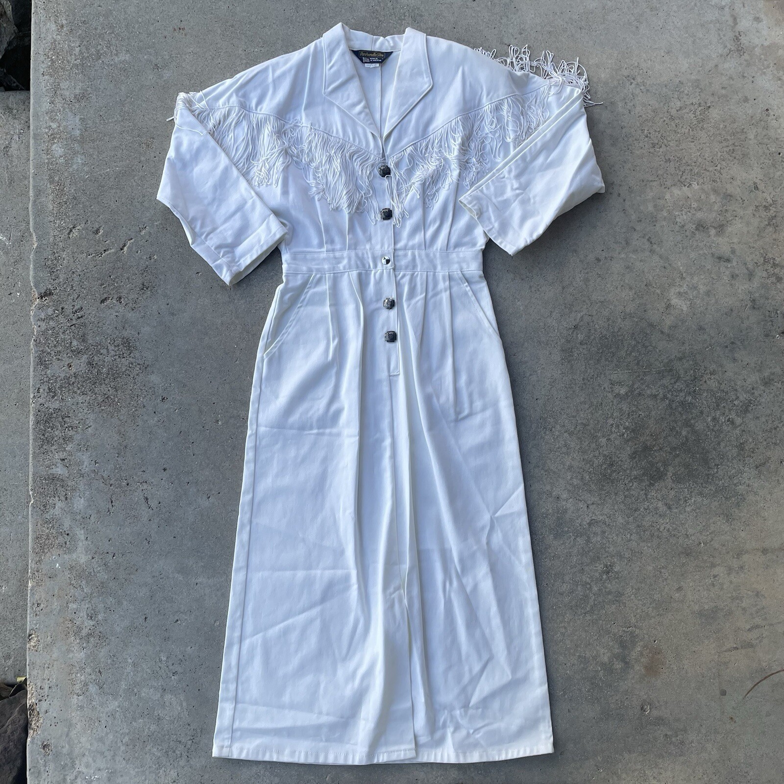 Vtg Panhandle Slim Women’s Fringe Button Up Duster Dress Western USA Made 12