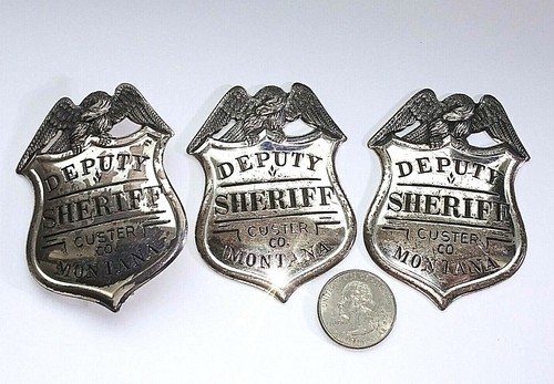 ! Distintivo sceriffo contea di Custer argento sterling 925 argento sterling Franklin nuovo 1987 nuovo di zecca - Foto 2 di 8