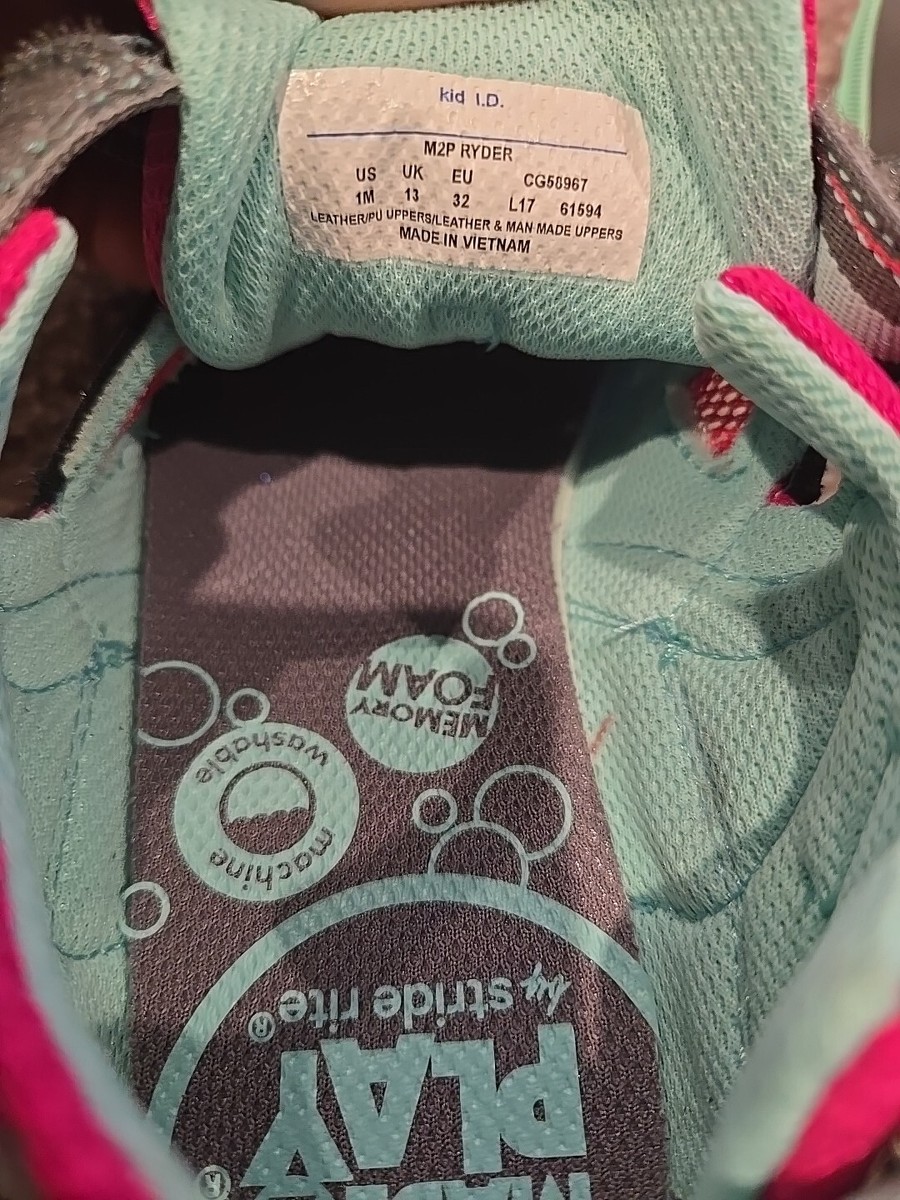 Kids Girls Steide Rite M2P Ryder Water Shoe Size 1 Pink/Gray Hook